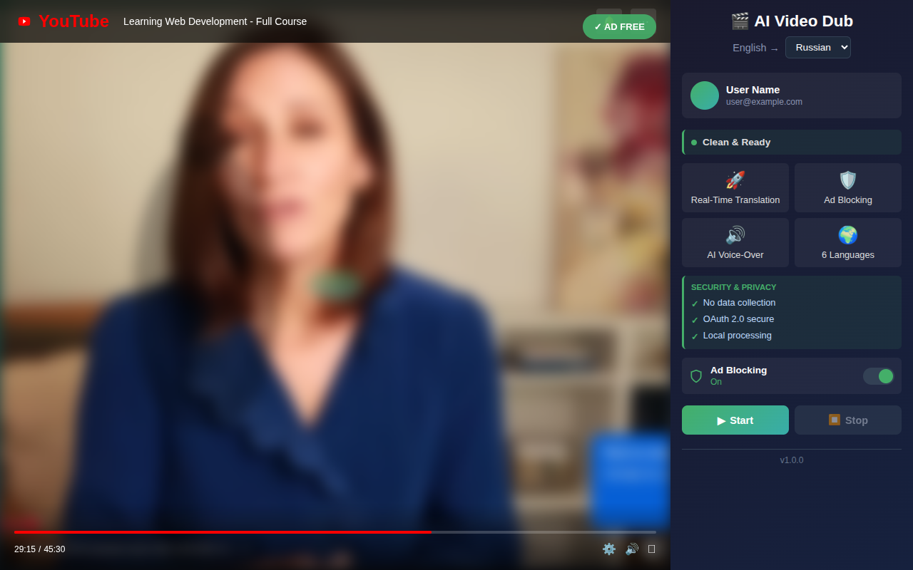 AI Video Dub - Realtime Translation & Voice - 截图 1