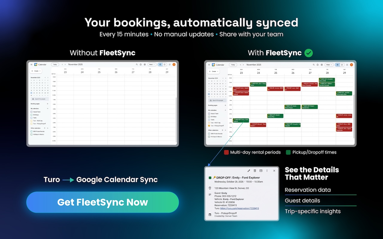 FleetSync - Turo Calendar Sync - 截图 1