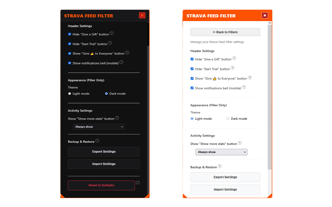 Strava Feed Filter - 截图 2