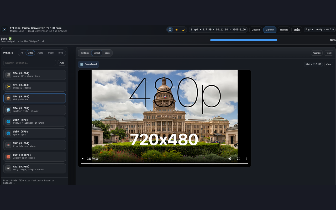 Offline Video Converter for Chrome - 截图 1