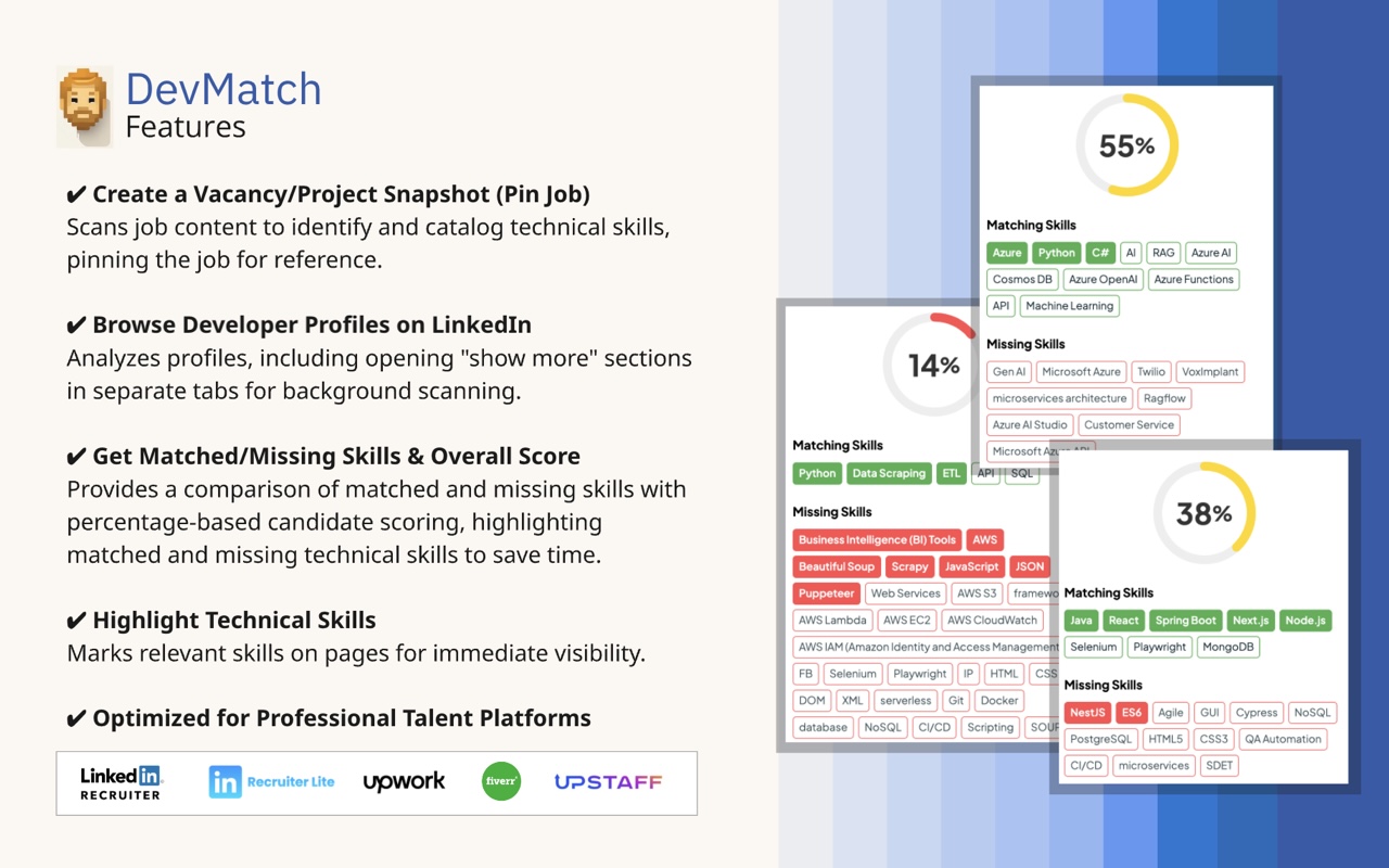 DevMatch - LinkedIn Profile Scanner - 截图 1