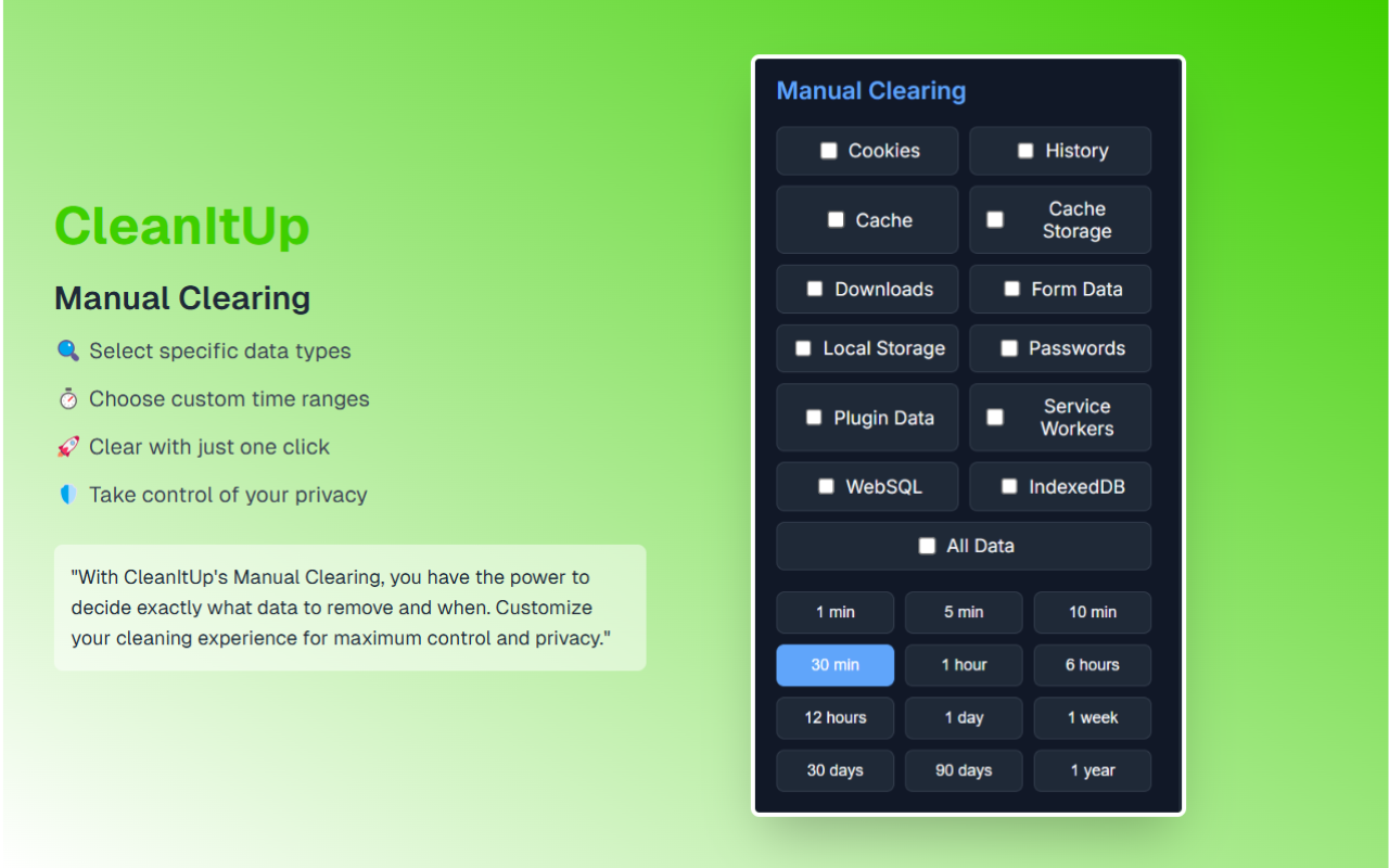 CleanItUp - Auto History & Cache Cleaner - 截图 2