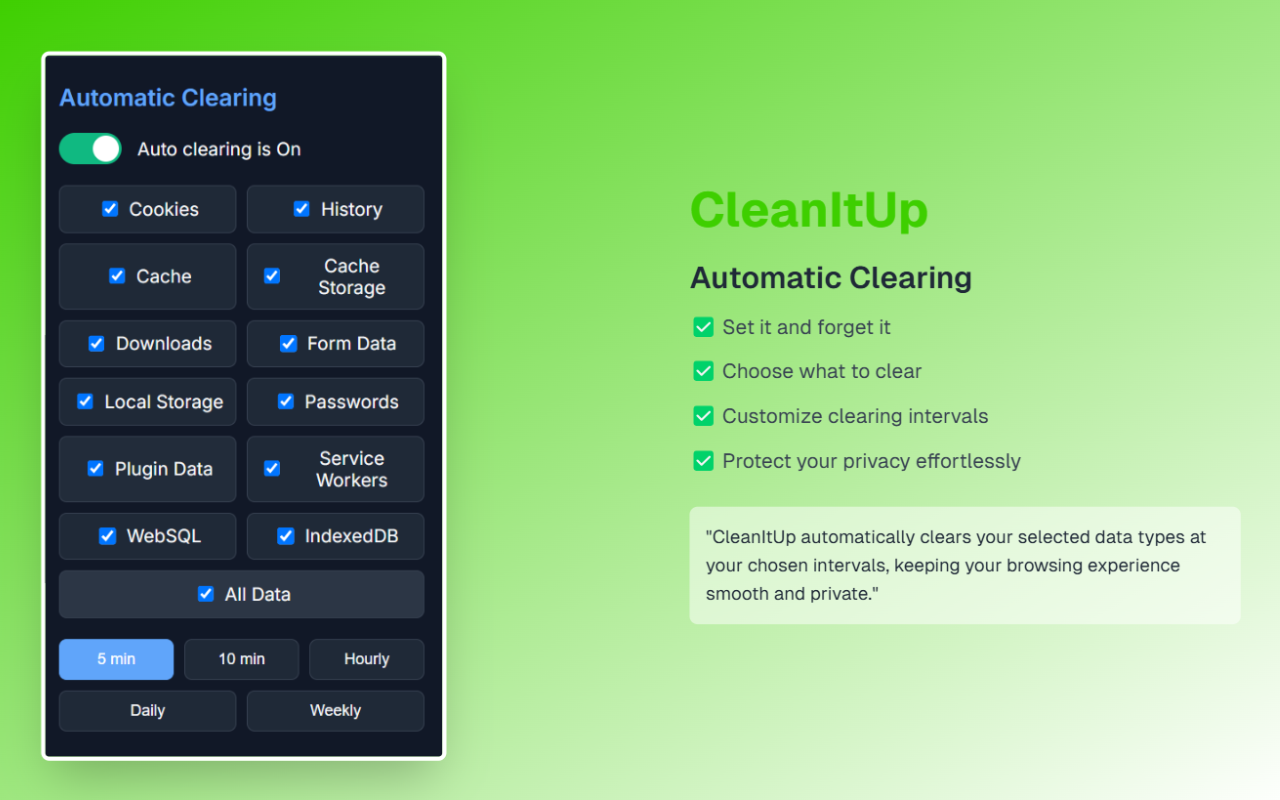 CleanItUp - Auto History & Cache Cleaner - 截图 3