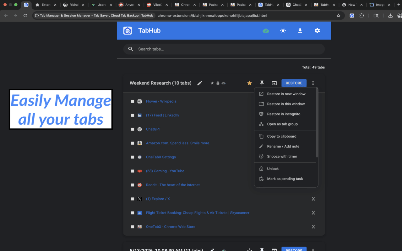 TabHub - Tab Manager & Session Sync - 截图 2