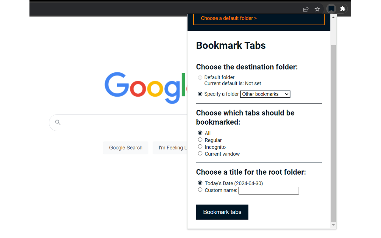 Bookmark Open Tabs - 截图 2