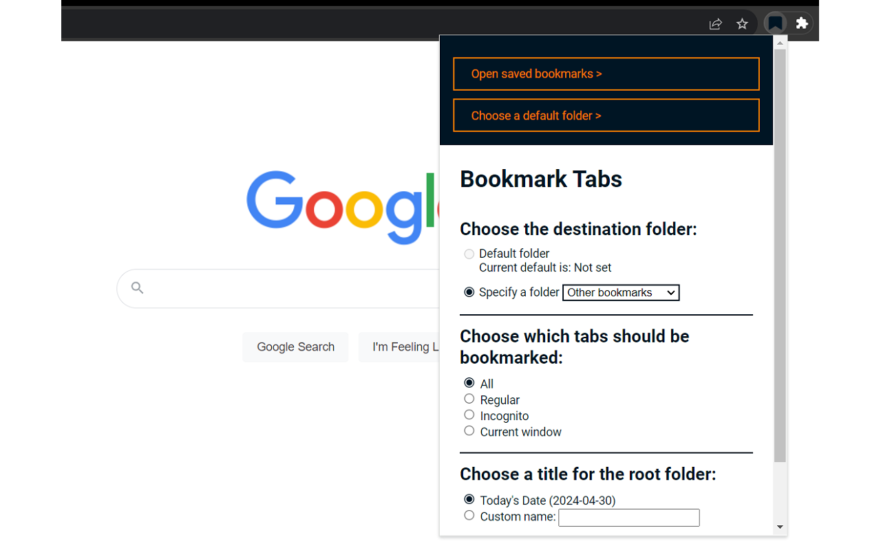 Bookmark Open Tabs - 截图 3