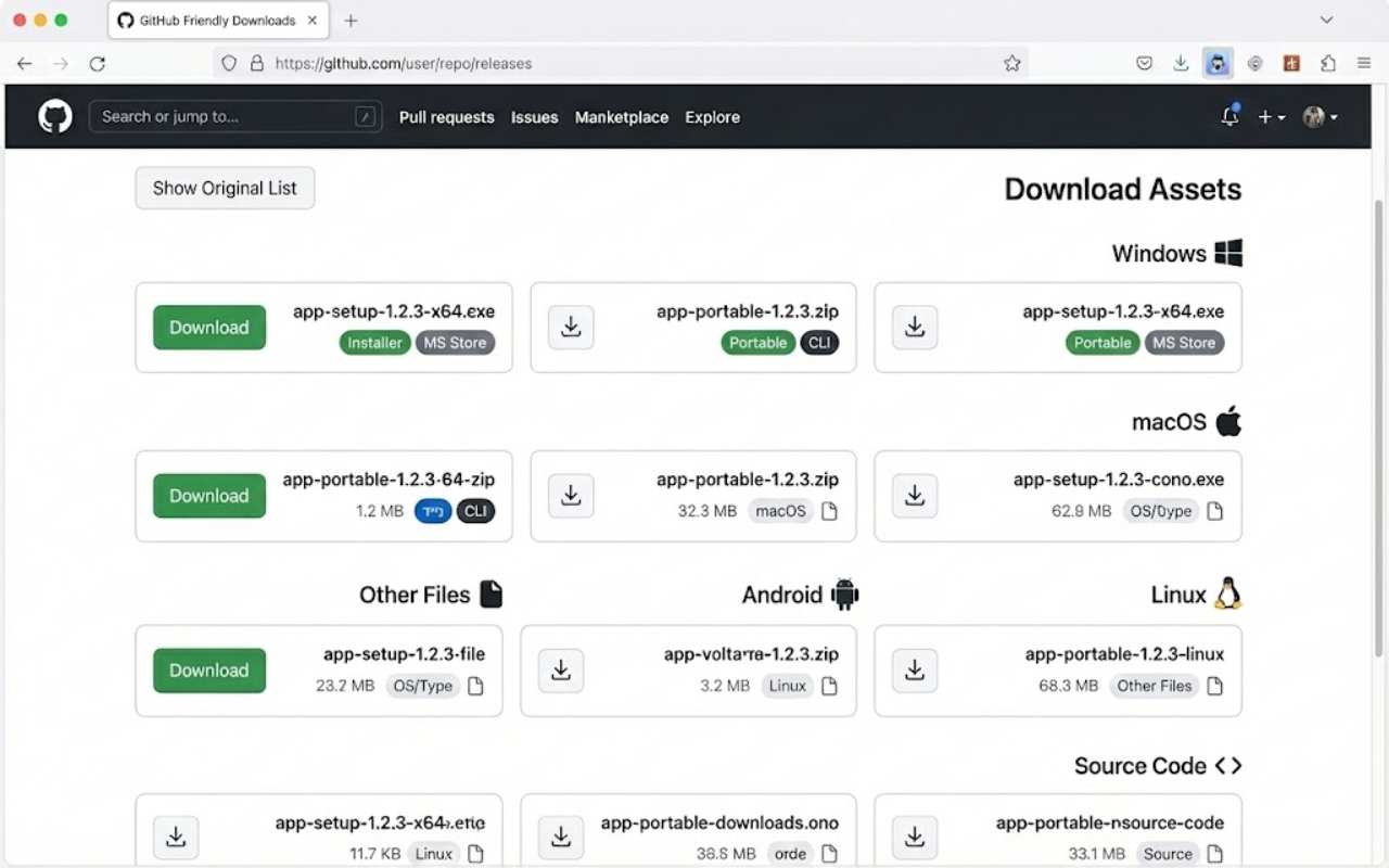 GFD - GitHub Friendly Downloads - 截图 1