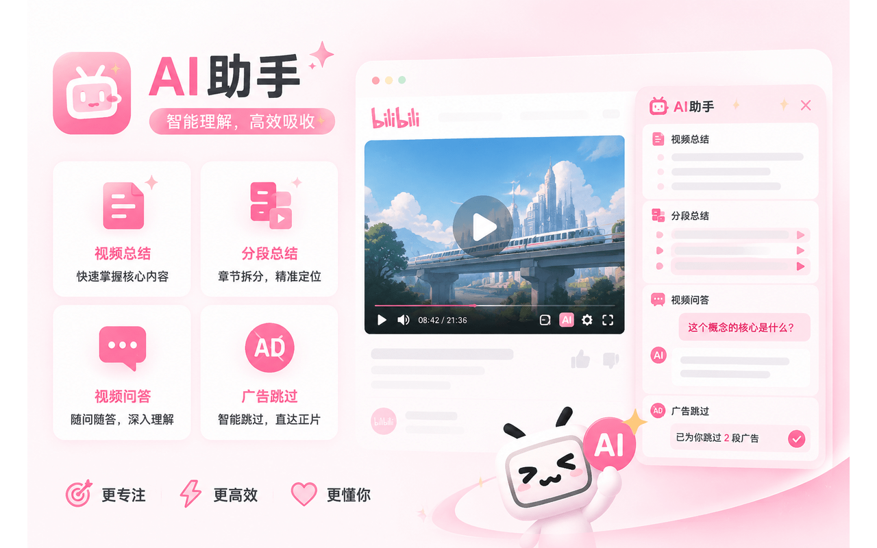 B站增强助手 - 哔哩哔哩(Bilibili)AI总结·去广告·倍速 - 截图 2