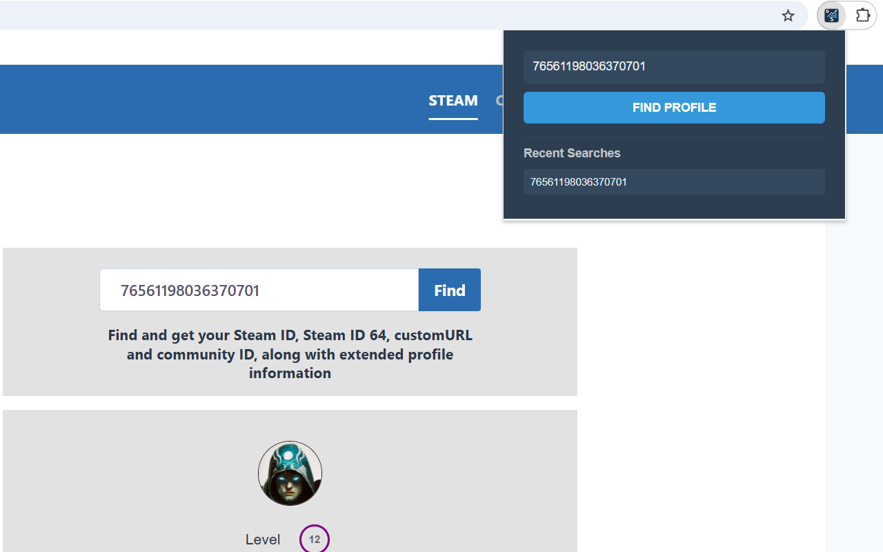 Steam Profile Quick Search - 截图 1