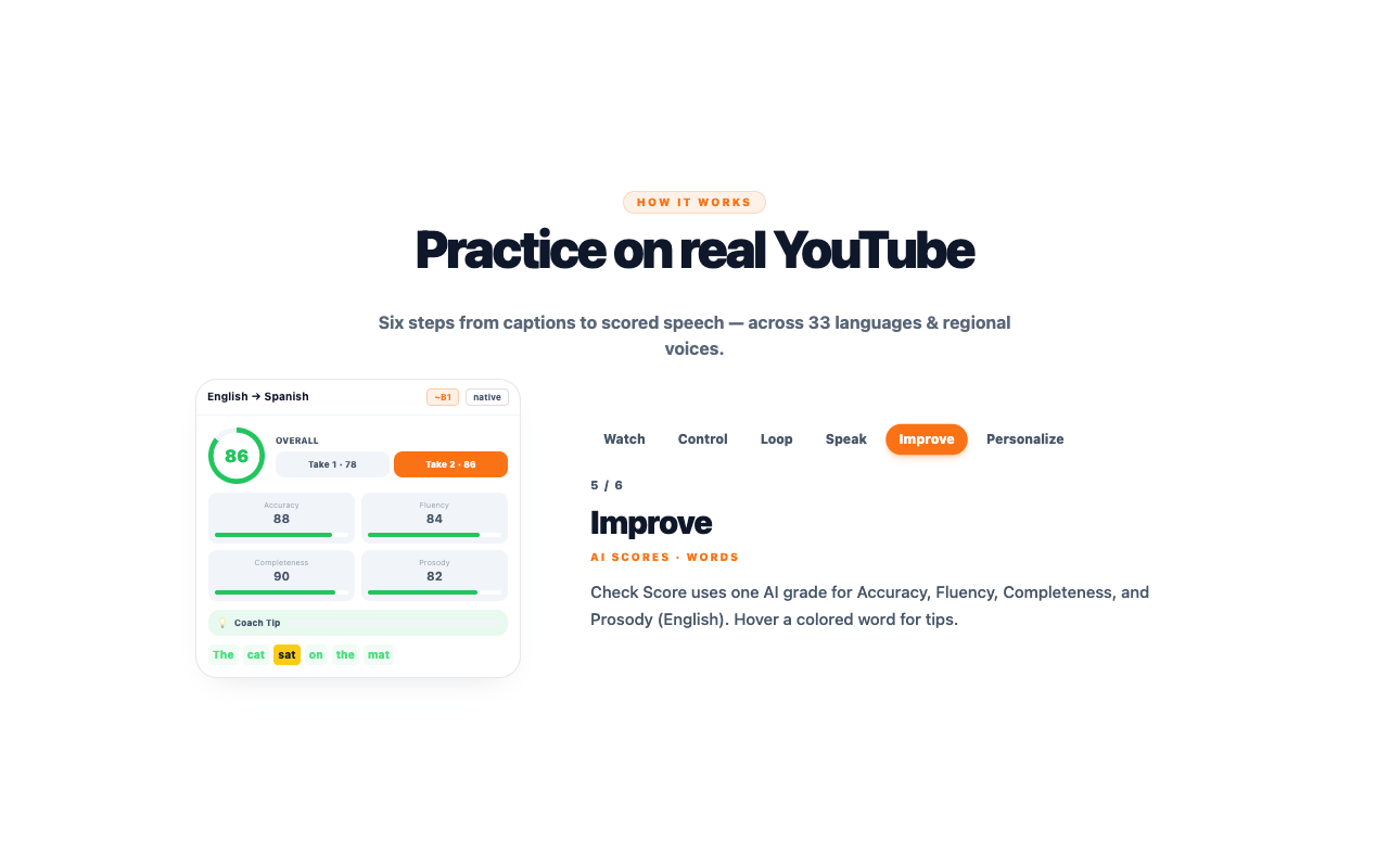 LanguageShadow：AI 影子 YouTube™ - 截图 2