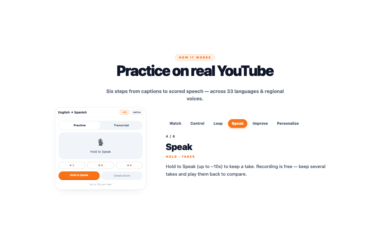 LanguageShadow：AI 影子 YouTube™ - 截图 4