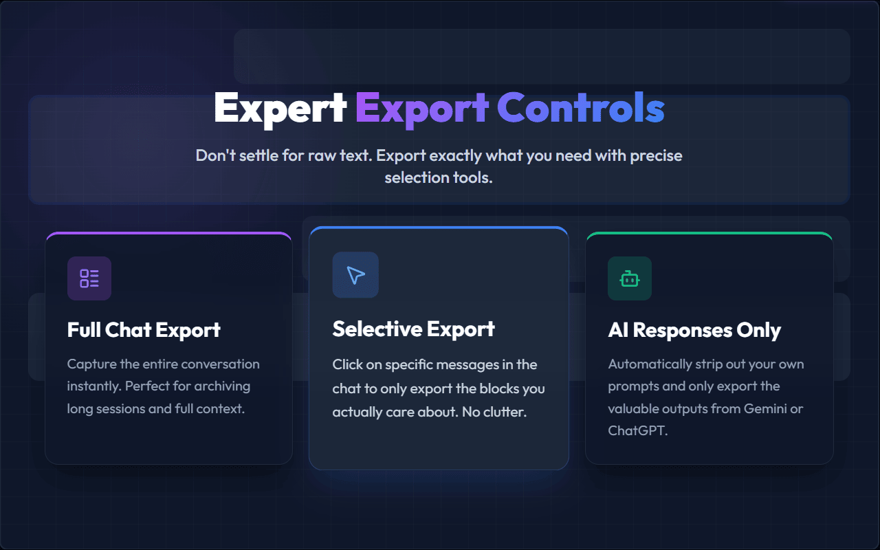 AI Export Studio: ChatGPT & Gemini to PDF, Word, MD & more! - 截图 3