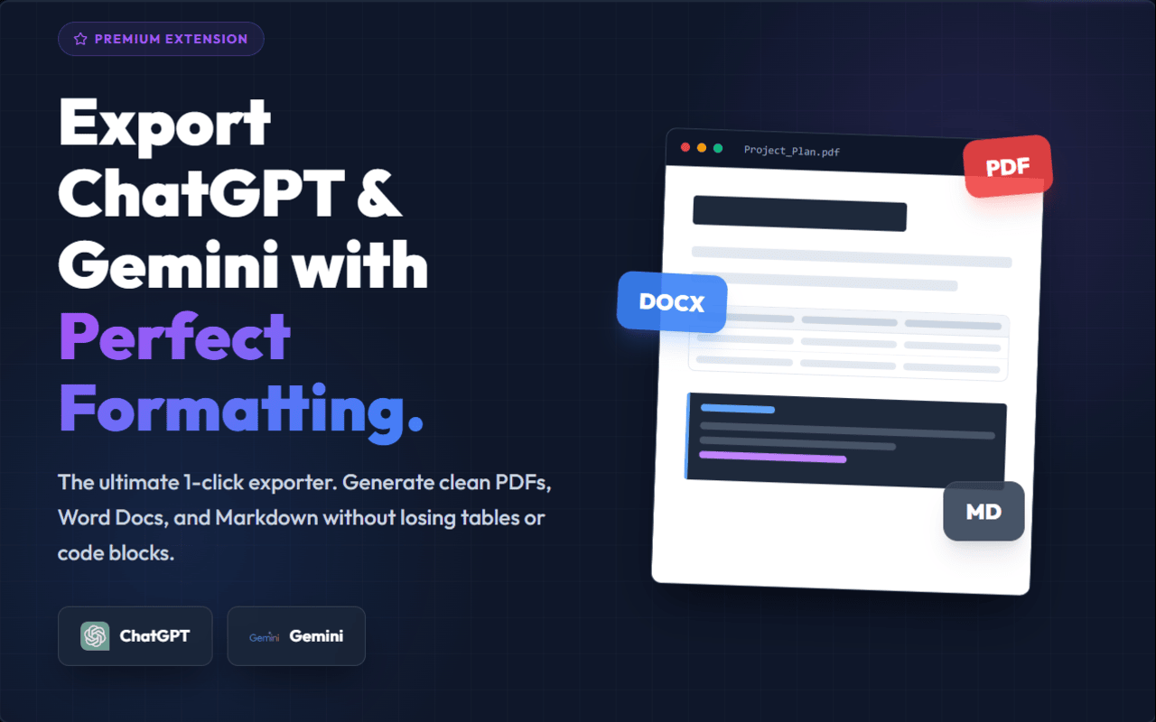 AI Export Studio: ChatGPT & Gemini to PDF, Word, MD & more! - 截图 4