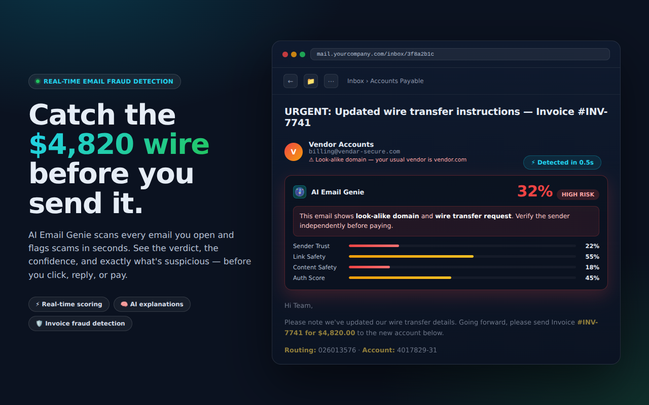 AI Email Genie — Email Scam & Invoice Fraud Protection - 截图 1