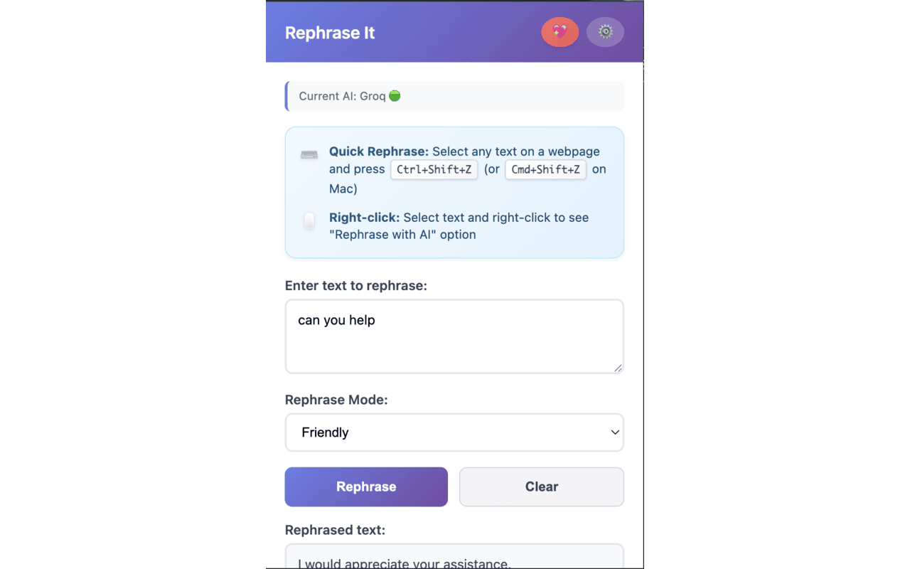 RephraseIt - AI Text Rephraser - 截图 1