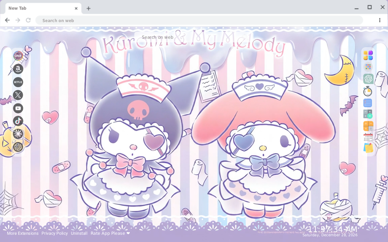 Cute Kuromi & My Melody Nurse Live Wallpaper New Tab - 截图 1