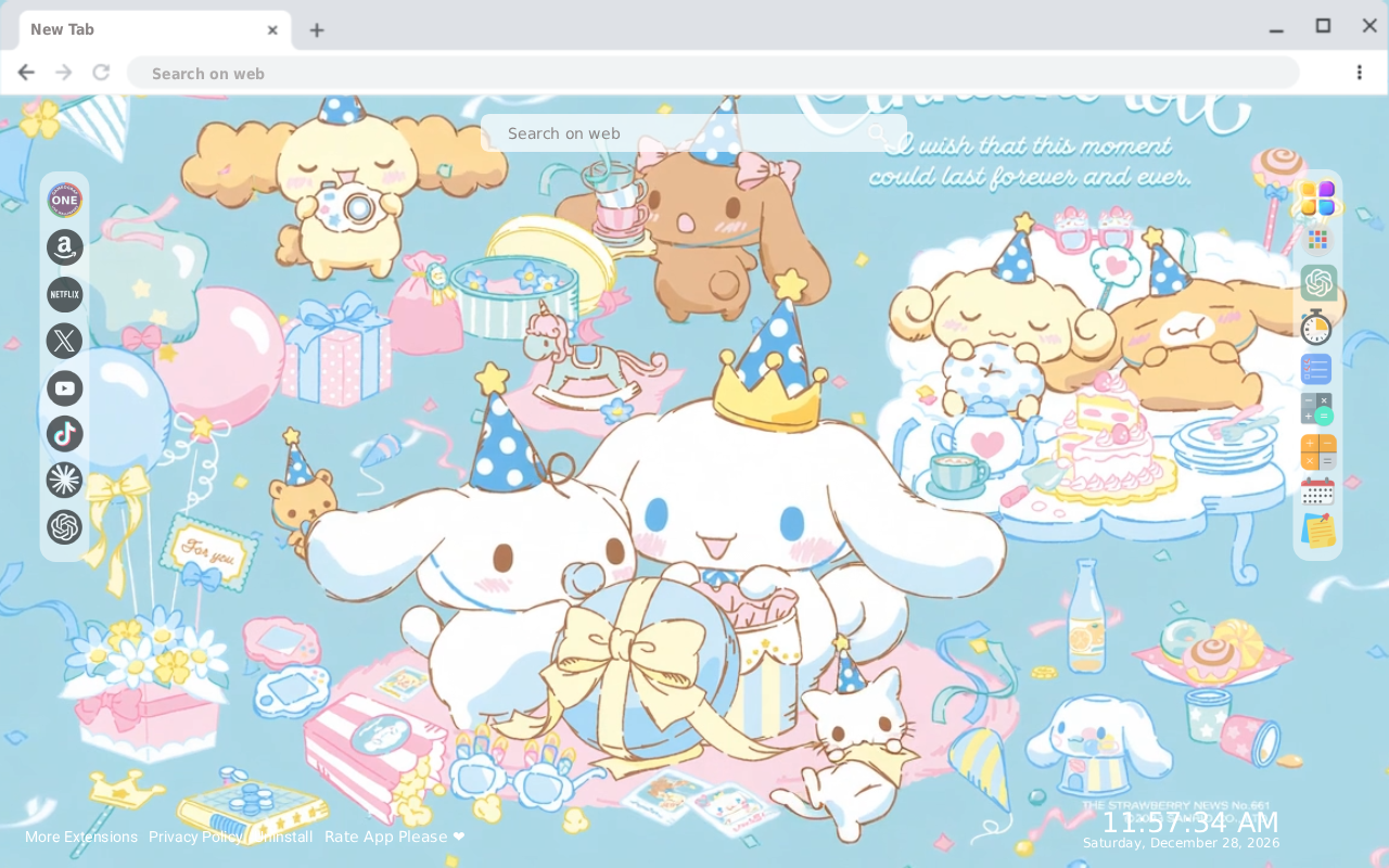 Cinnamoroll Pastel Party Live Wallpaper New Tab - 截图 4