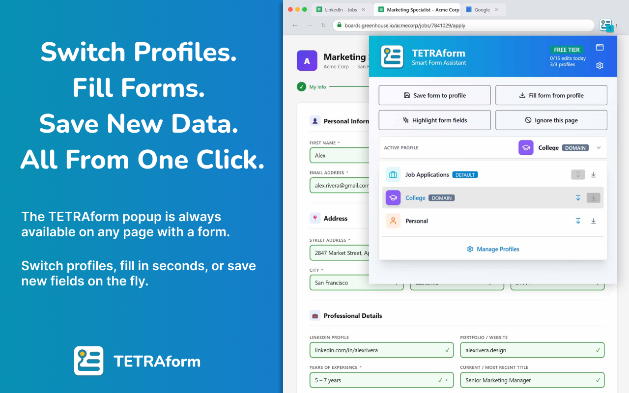 Form Autofill & Filler - TETRAform - 截图 1
