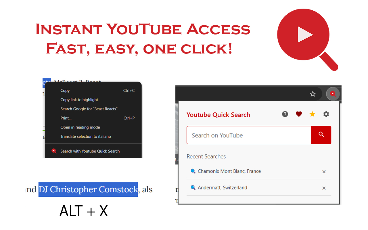 Youtube Quick Search: Popup, Right-Click & Shortcut - 截图 5