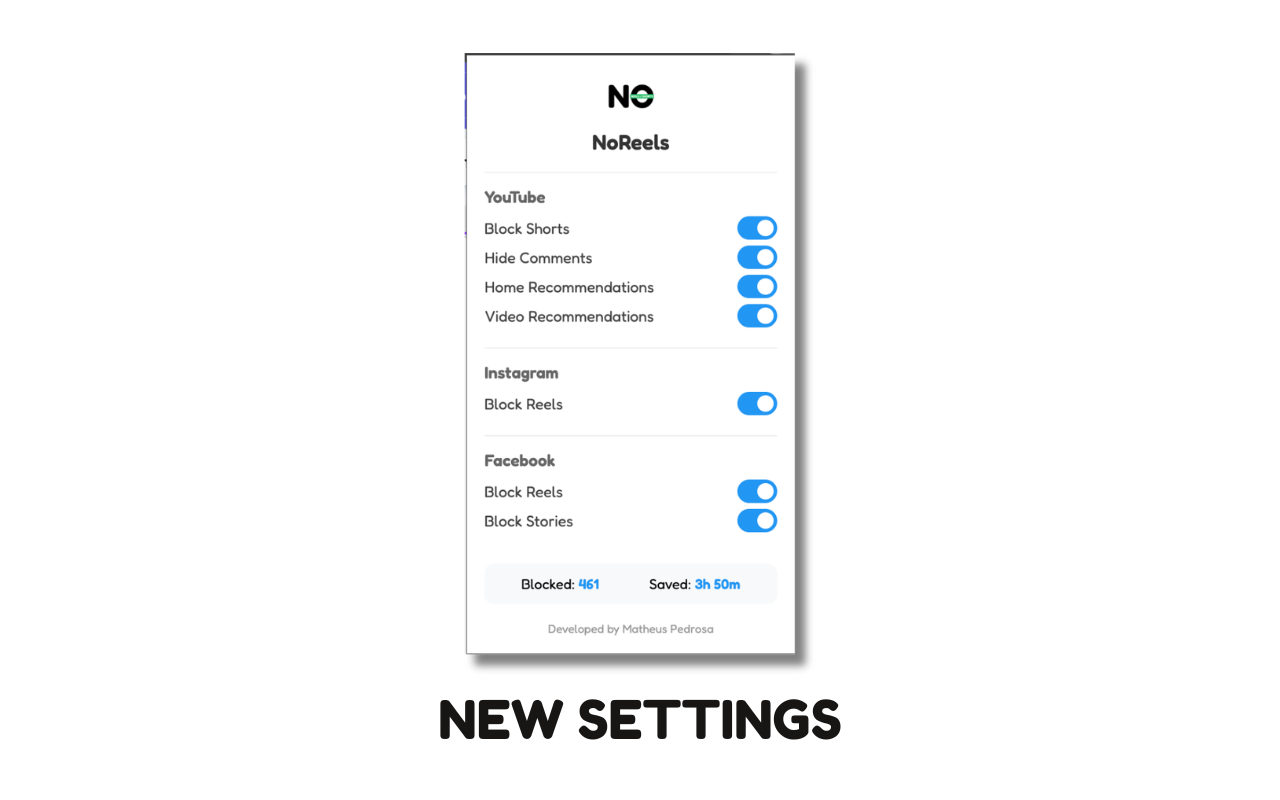 NoReels - Remove YouTube Shorts and Remove Instagram Reels - 截图 4