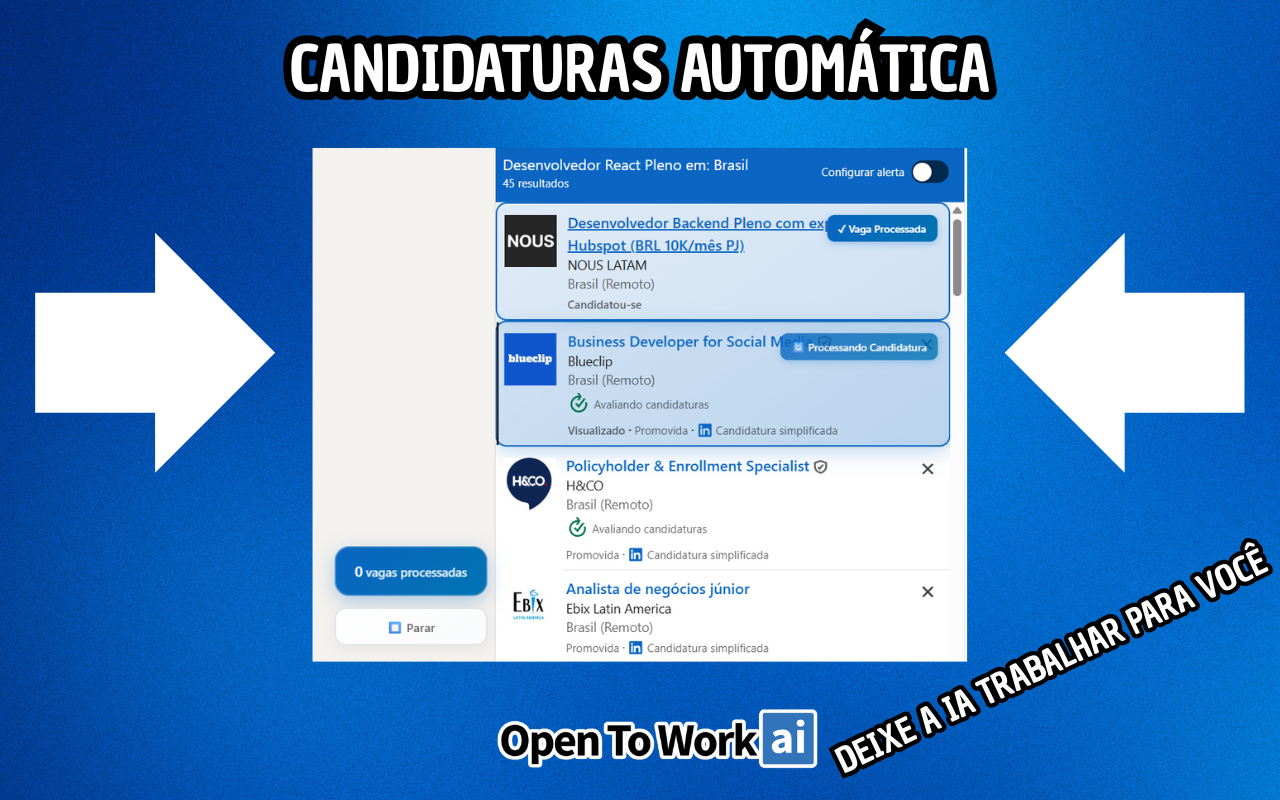Open To Work AI - Candidaturas Automáticas no LinkedIn - 截图 2