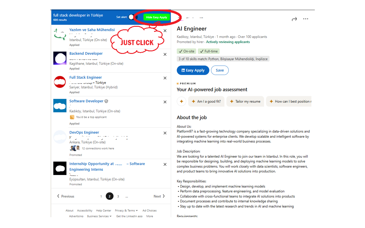 LinkedIn Easy Apply Filter - 截图 2