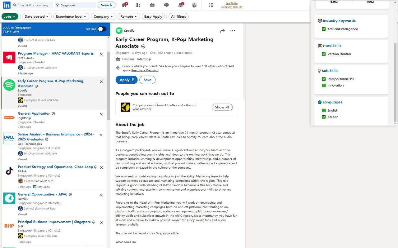 LinkedIn Job Analyzer - 截图 1