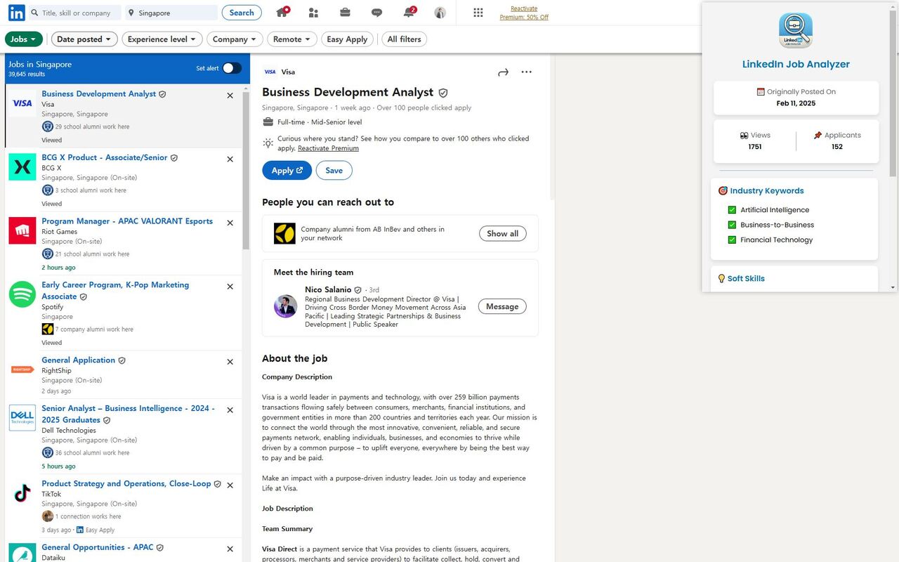 LinkedIn Job Analyzer - 截图 2