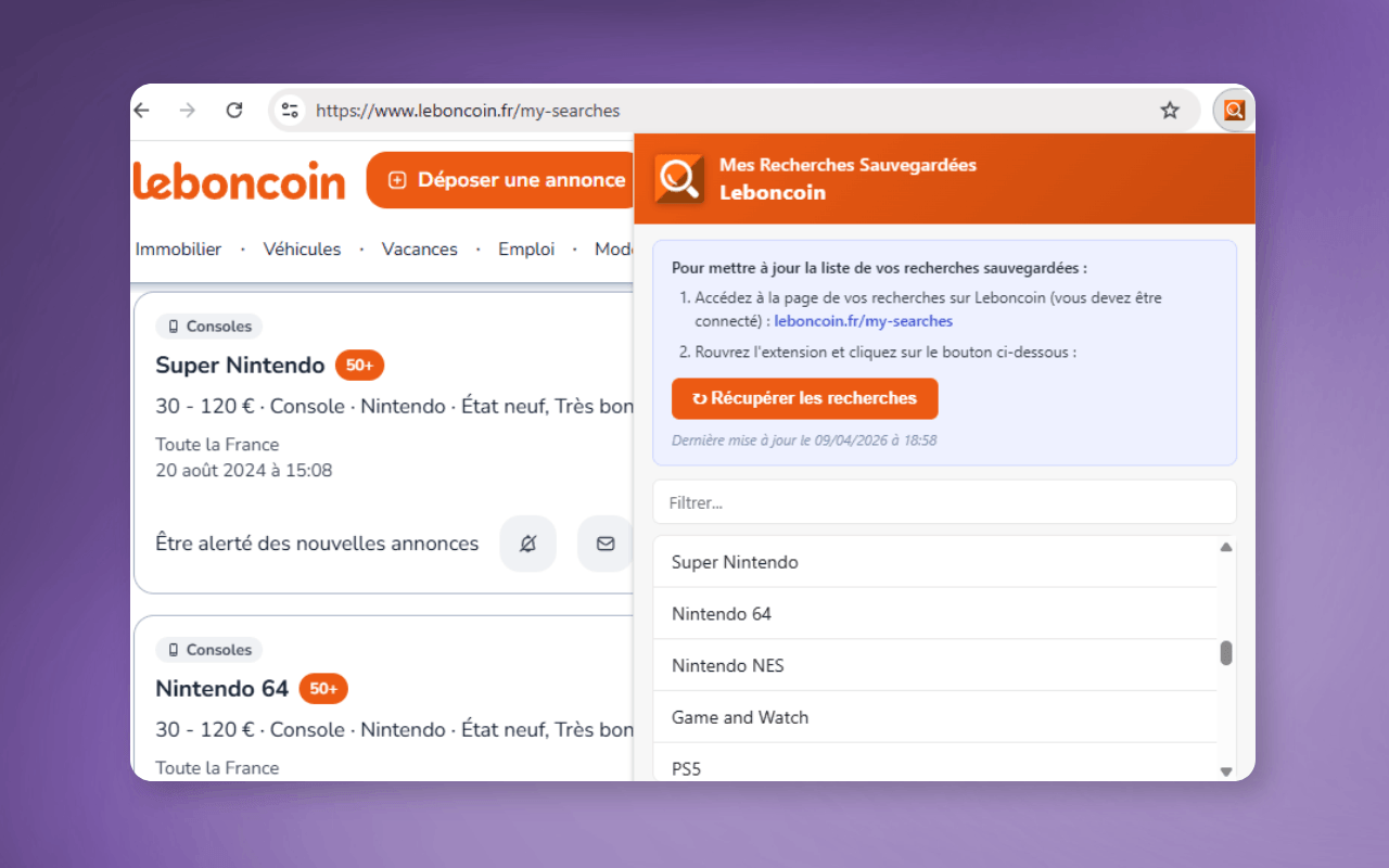 Mes Recherches Sauvegardées Leboncoin - 截图 2
