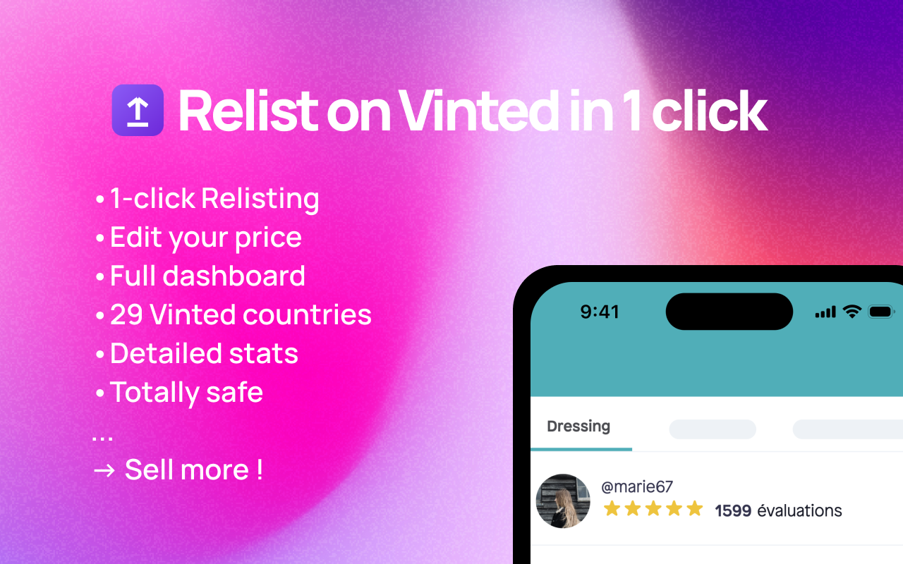 Vinted Relist & Boost | Relisted - 截图 1