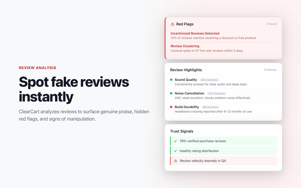 ClearCart: Amazon Fake Review Checker & Price Tracker - 截图 5
