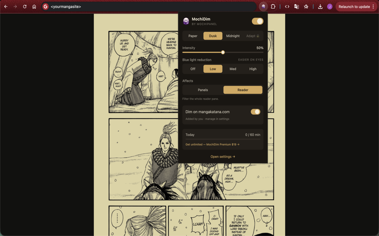 MochiDim — Dark Mode & Blue Light Filter for Manga, Comics & Any Image - 截图 3