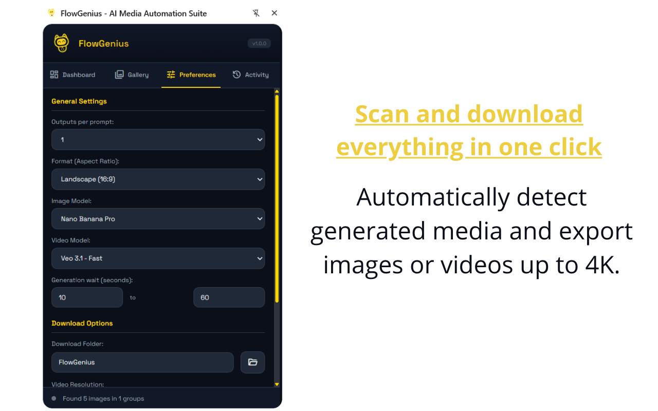 FlowGenius — VEO AI Video Automation, Bulk Generator & Auto Download - 截图 1