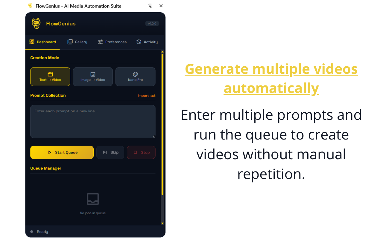 FlowGenius — VEO AI Video Automation, Bulk Generator & Auto Download - 截图 3