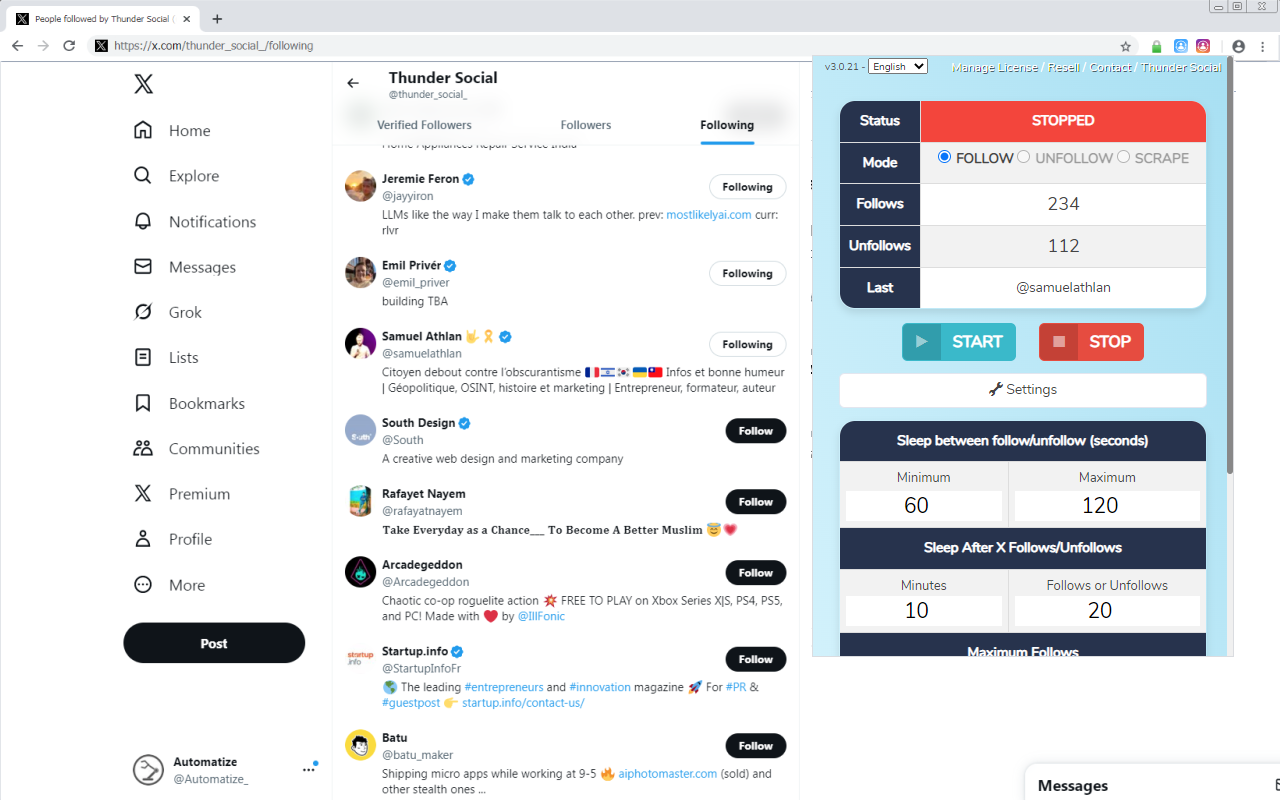 X (Twitter) Auto Follow/Unfollow - 截图 1