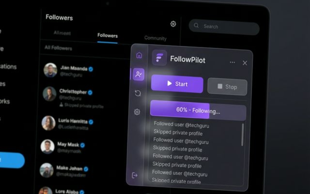 FollowPilot - X (Twitter) 自动关注和取消关注 - 截图 1