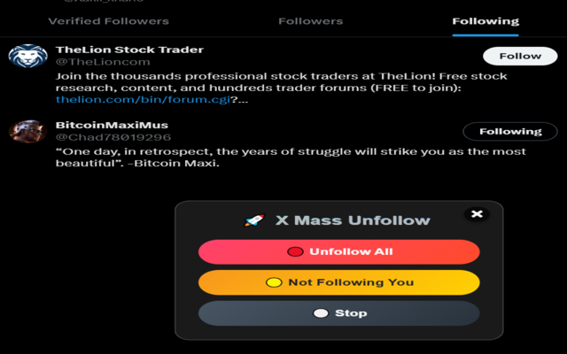 X (Twitter) Mass Unfollow - 截图 1