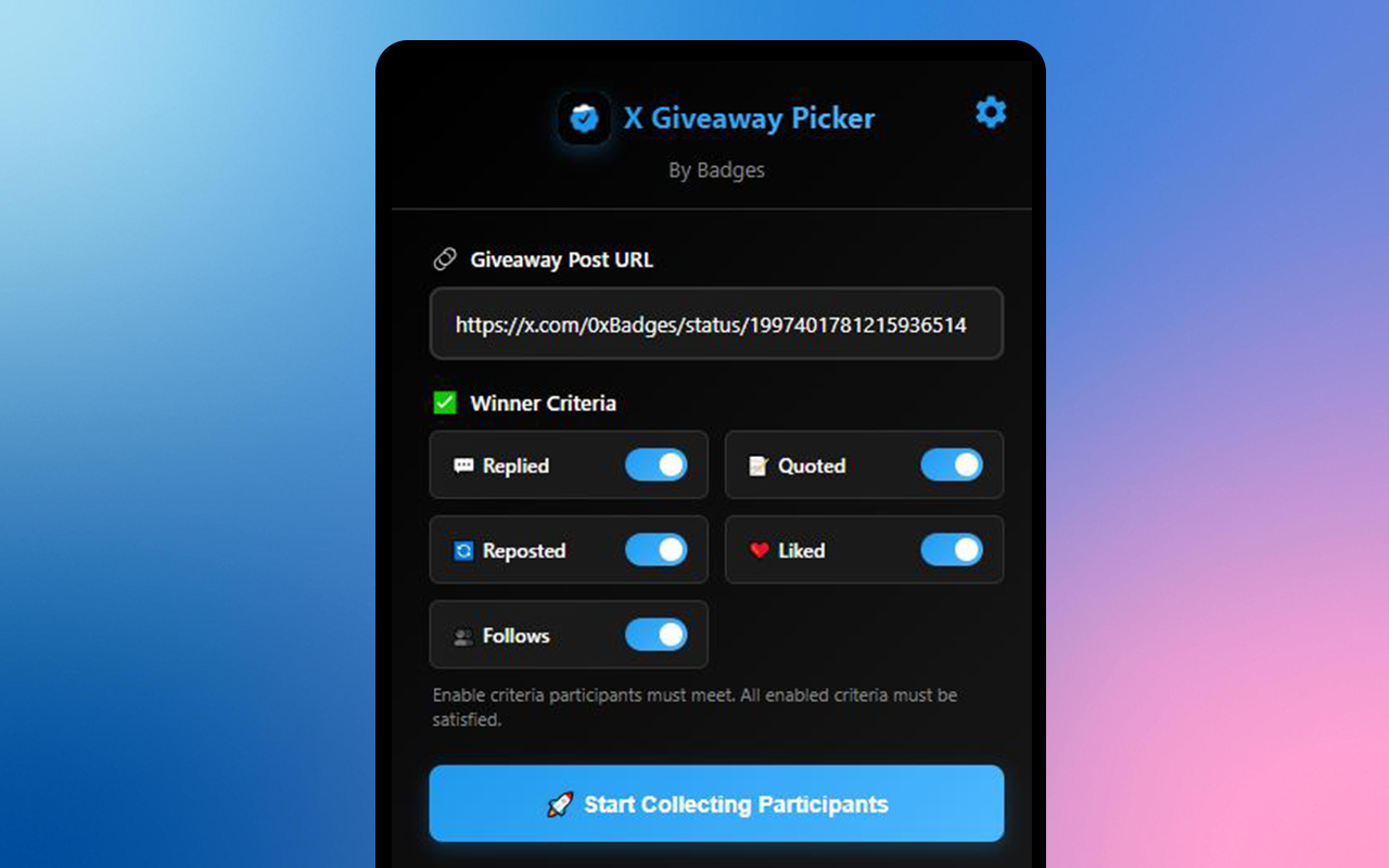 X Giveaway Picker by Badges - 截图 1
