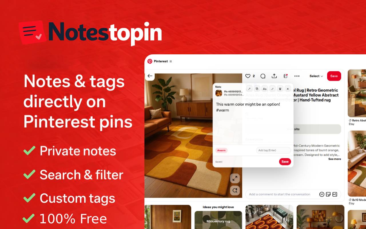 Pinterest Notes, Organizer & Planning Dashboard – Notestopin - 截图 2