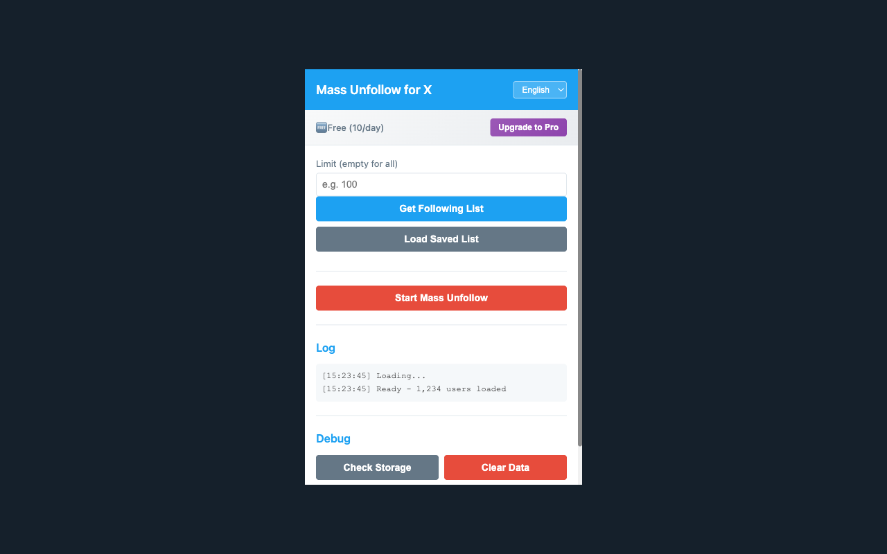 Mass Unfollow for X - 截图 3