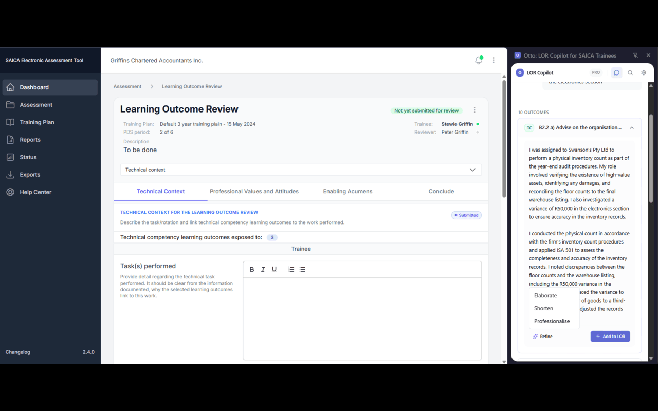 LOR Copilot for SAICA Trainees by Otto AI - 截图 2