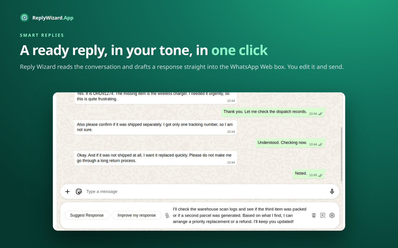 Reply Wizard for WhatsApp: AI Replies, Voice to Text & Summaries - 截图 3