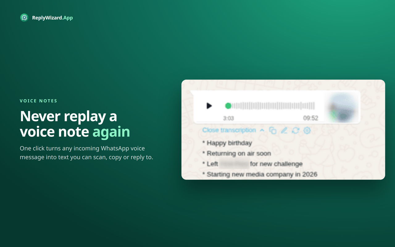 Reply Wizard for WhatsApp: AI Replies, Voice to Text & Summaries - 截图 5