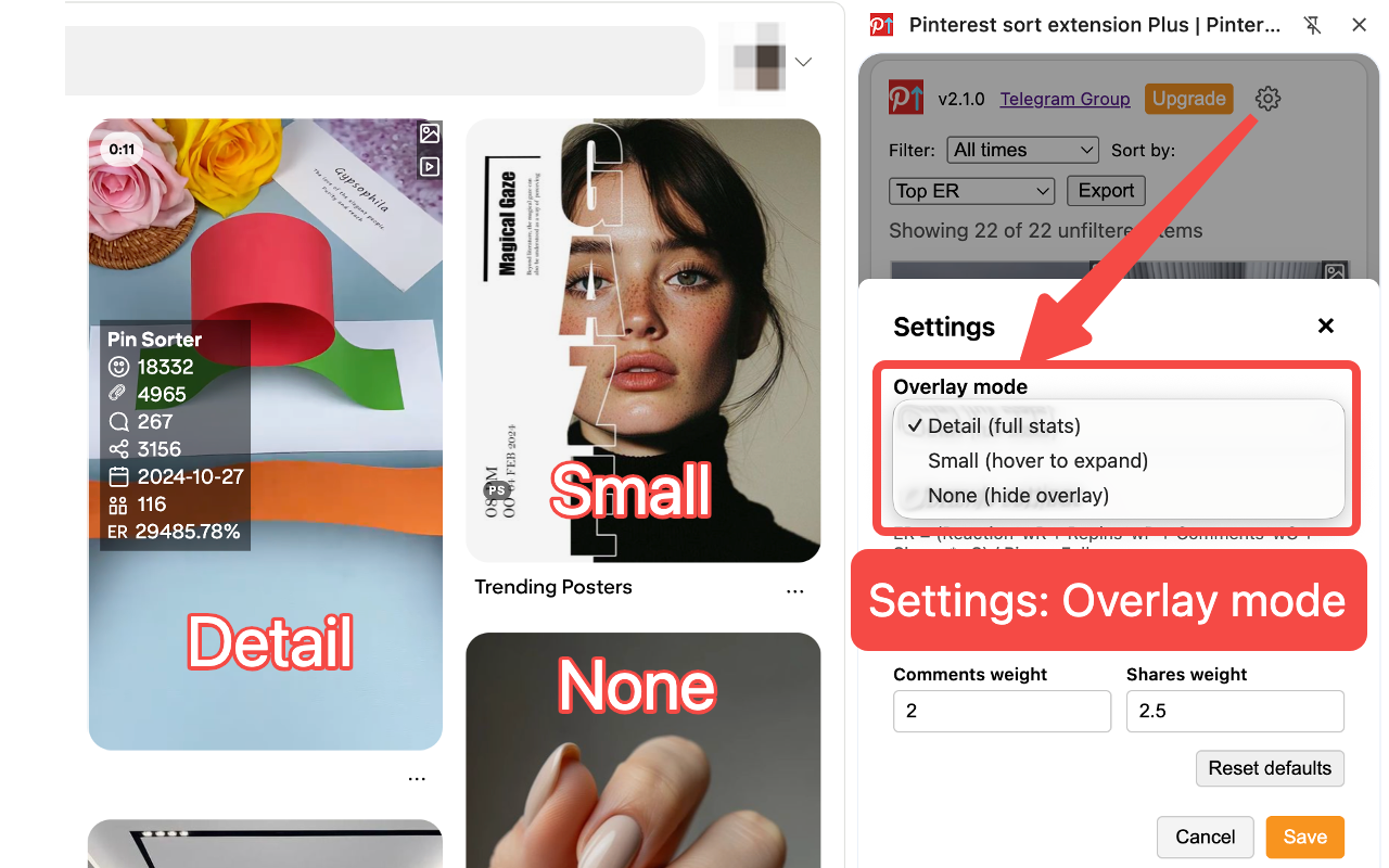 Pinterest sort extension Plus - Pinterest Sorter - SortPin - 截图 5