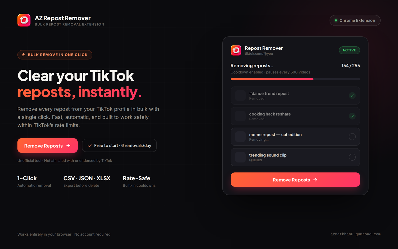 TikTok Repost Remover — Bulk Unrepost - 截图 3