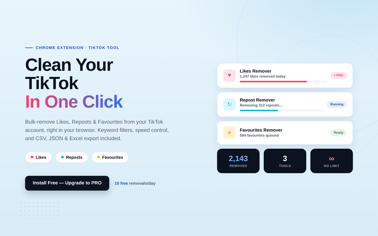 TikTok Favorites, Reposts & Likes Remover - 截图 2