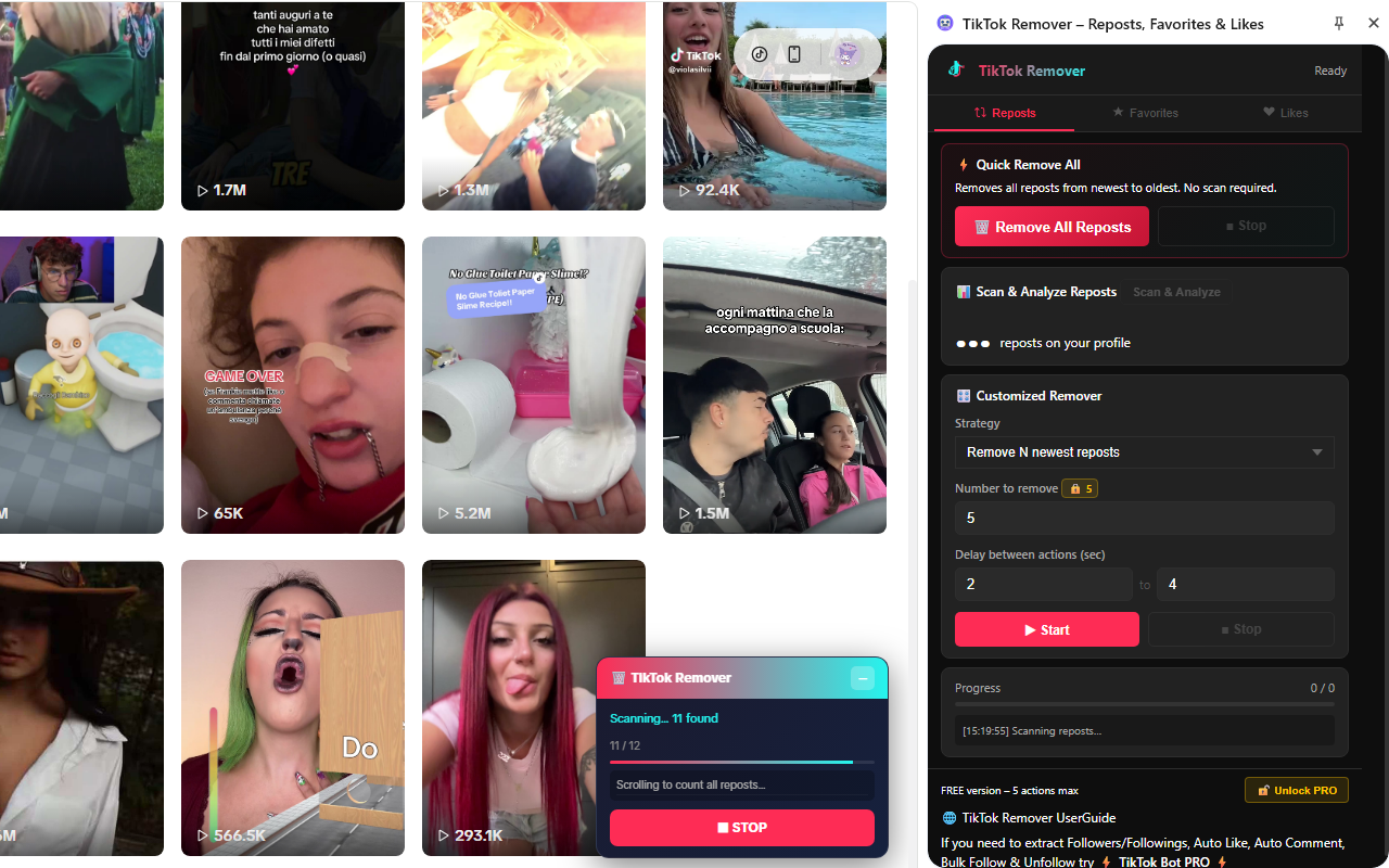 TikTok Remover – Reposts, Favorites & Likes - 截图 2