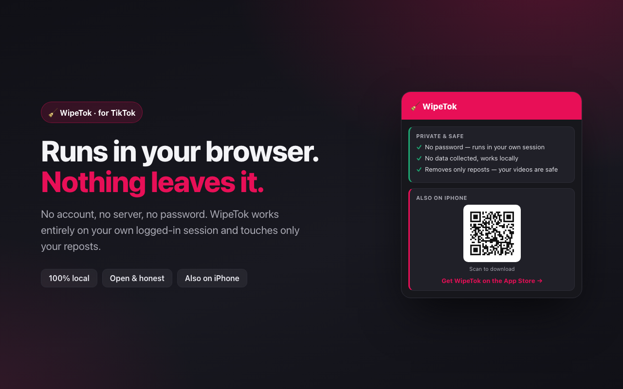 WipeTok — Repost Remover for TikTok - 截图 3