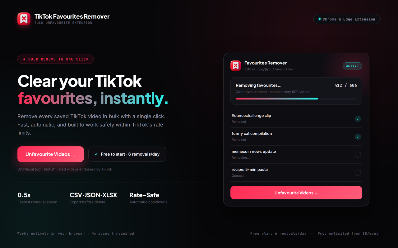 TikTok Favorites Remover - 截图 1