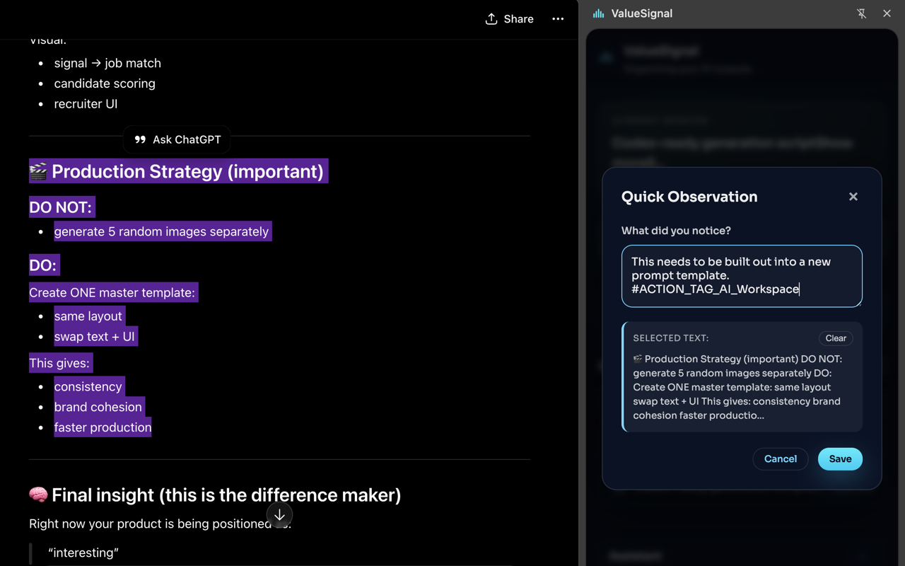 ValueSignal - AI Skill Tracker for ChatGPT, Claude & Gemini - 截图 3